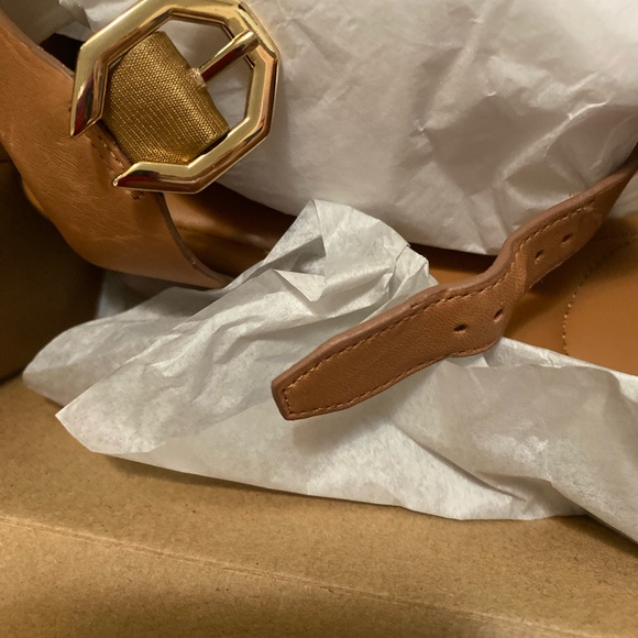 Cole Hann Genuine Leather Tan Wedge Sandals With Cushioned Footbed NIB - Picture 9 of 11